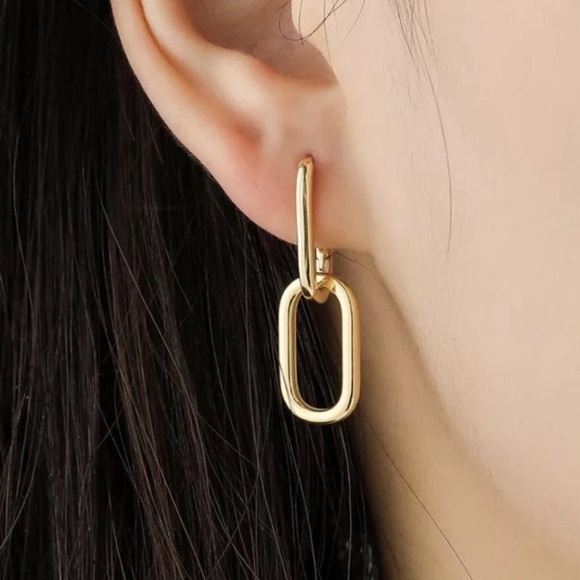 Gold Double Hoop Earrings Brand New - Picture 3 of 3